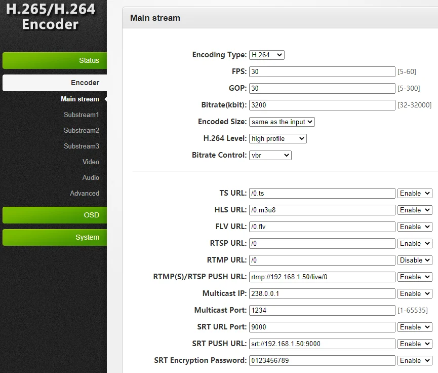 Video Encoder Decoder HDMI to IP H.265/H.264 video Encoder with HDMI Loopout by HTTP RTSP RTMP/RTMPS UDP SRT ONVIF