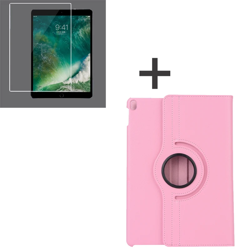 Магнитный 360 градусов Rotion Shell чехол для Apple iPad Pro 10,5 дюймов флип складной держатель+ 9H закаленное стекло Защита экрана планшета - Цвет: Розовый
