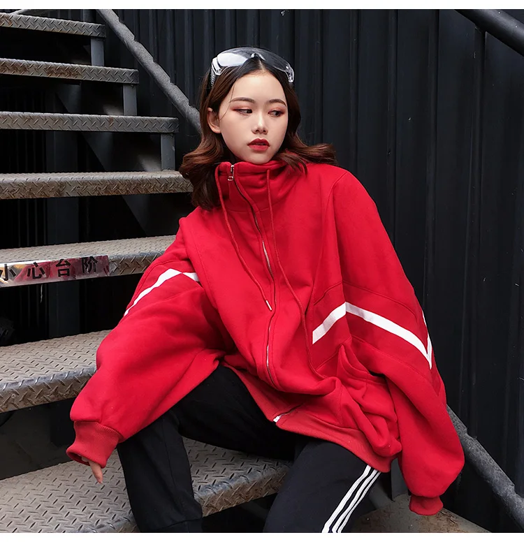 Куртка женская осень супер пламя рубашка Женская Корейская версия Harajuku ветреная свободная плюс бархат с длинными рукавами Спортивная одежда