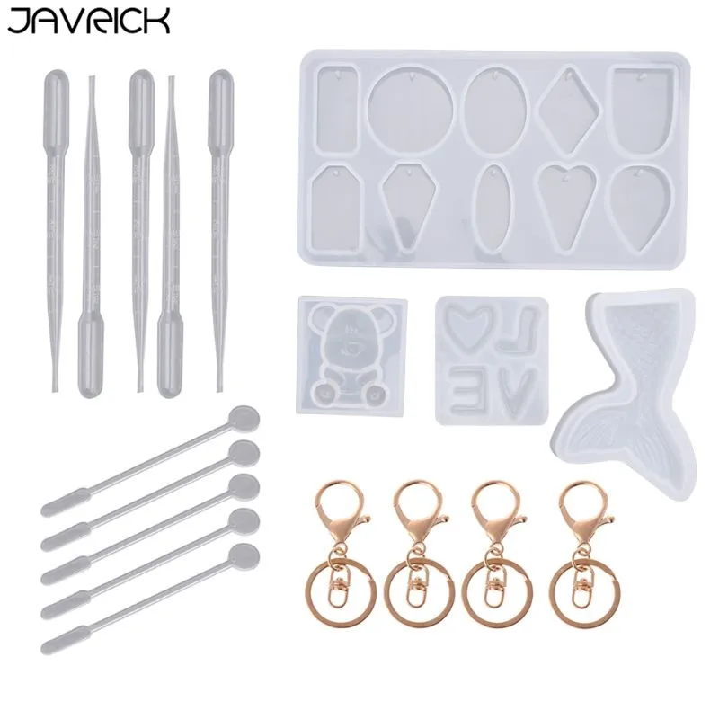1 Set UV Crystal Epoxy Pendant Mould Bear Fishtail Silicone Mold DIY Handmade Jewelry Making Tools