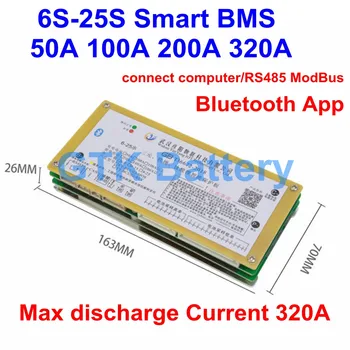 

Smart BMS 6S--25S Lifepo4 li-ion Lipo LTO Battery Protection Board BMS 320A 300A 100A Bluetooth APP 10S 13S 14S 16S Balance