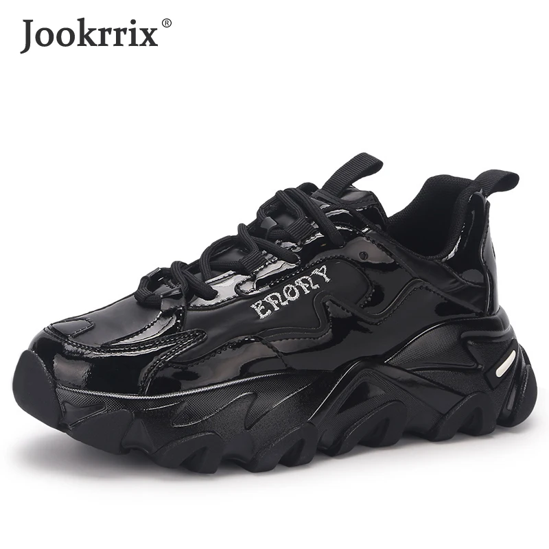 

Jookrrix 2020 Women Sneaker Winter Fashion Shoes Chunky Sneakers For Female Brand Thick Sole Sports Sneaker Black Shoes ZD2929