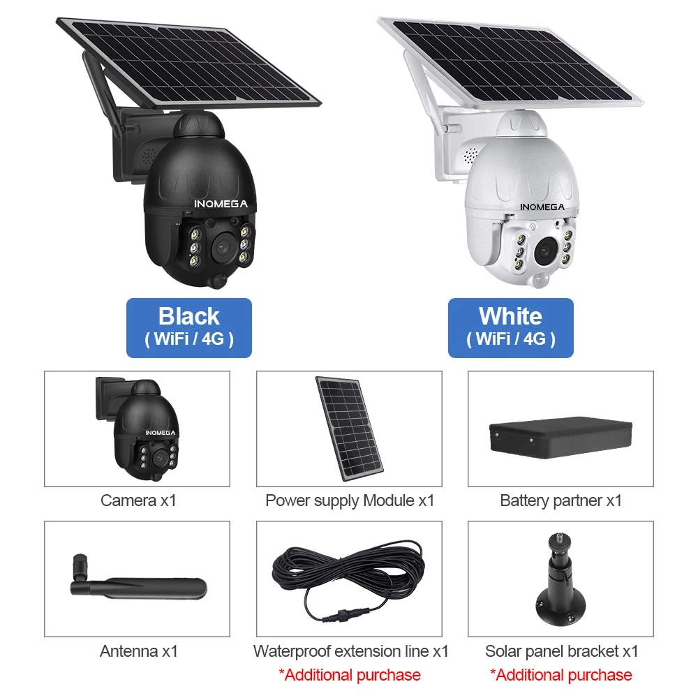 INQMEGA Outdoor Solar Camera WIFI Wireless Security Detachable Solar Cam Battery CCTV Video Surveillance Smart Monitor