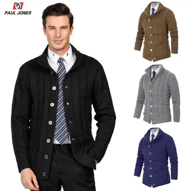 Paul Jones Mens Shawl Collar Cardigan Sweaters Button Down Cable Knit Sweaters