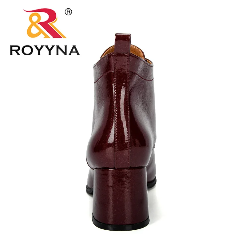 ROYYNA/ г. Новые дизайнерские женские ботинки модная женская обувь на высоком квадратном каблуке пикантные ботильоны осень-зима женские удобные ботинки