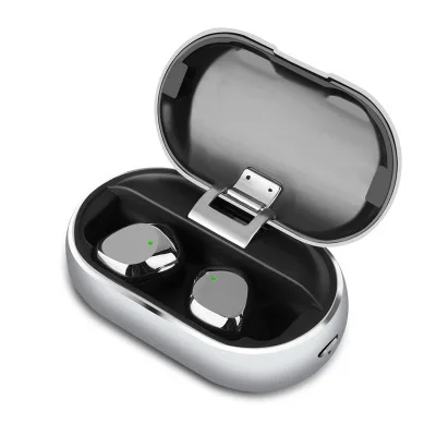 Серебристый TWS X26 Bluetooth наушники 5,0 True Беспроводной наушники Смарт Водонепроницаемый стерео Hi-Fi с зарядный чехол 10 мм Титан пленка - Цвет: Серебристый