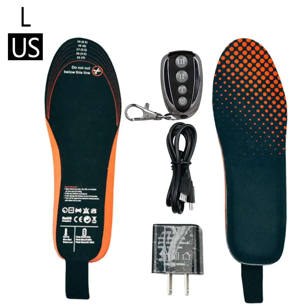 US Plug Линия передачи данных с дистанционным управлением+ стельки для мужчин и женщин; Новинка; USB; электрическая нагревательная стелька; зимняя теплая стелька с подогревом - Цвет: US Plug
