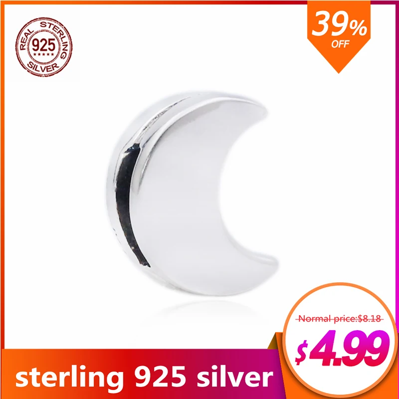 

925 Sterling Silver Beads Reflexion Moon Clip Charm fit Original Pandora Bracelet DIY Trendy Jewelry For Women