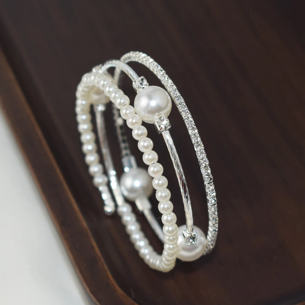 Crystal Pearl Bracelets for Ladies