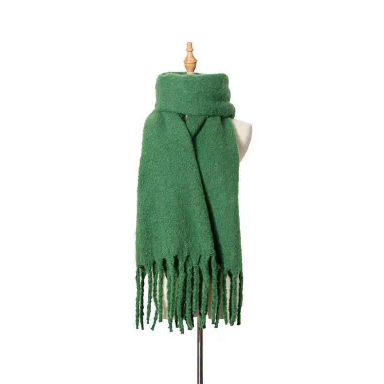 GloryStar, женский теплый плотный зимний шарф с кисточками, Женская шаль, платок, Femme Bufandas Invierno Mujer Echarpe Hiver Femme - Цвет: green