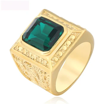 

Luxury Double Dragon Finger Rings Titanium Steel Crystal Casting Gold Color New Fashion Jewelry For Man Anniversary Party Gifts