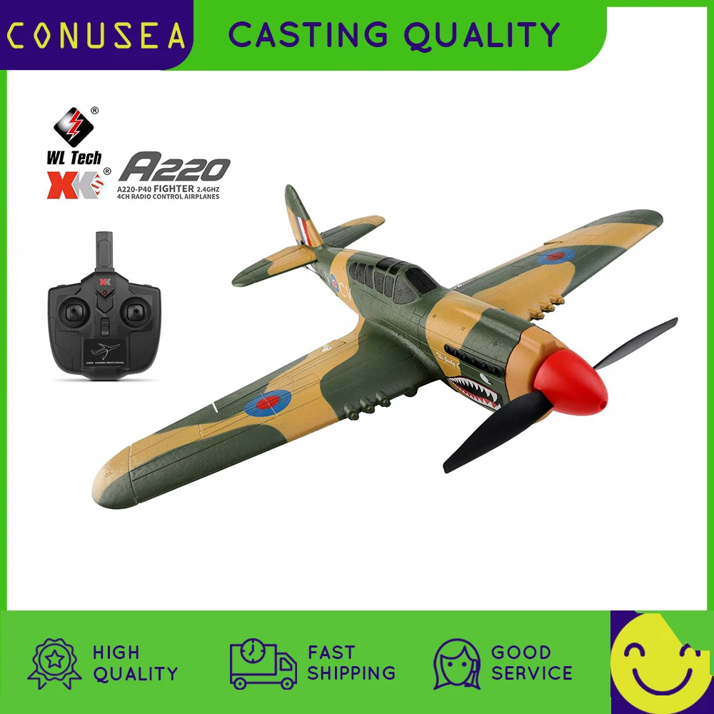 

Wltoys RC Plane XK A220 P40 4Ch Glider Airplane remote control aircraft 384 Wingspan 6G/3D Stability Electric helicopter boy toy