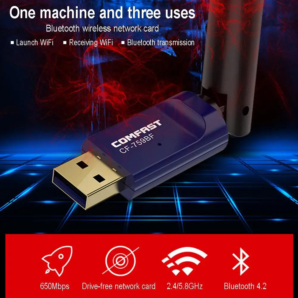 Мини беспроводной Wifi адаптер 650 Мбит/с USB Wi-Fi антенна Приемник Беспроводная сетевая карта настольный адаптер для ноутбука воздушные принадлежности