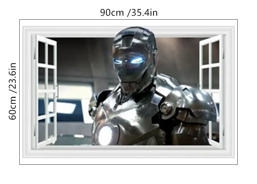 Железный человек сломанный 3d стены введите детская комната виниловые наклейки Супер Герой Мстители фильм Фреска украшение дома marvel плакат 60*90 см - Цвет: B297 Iron Man