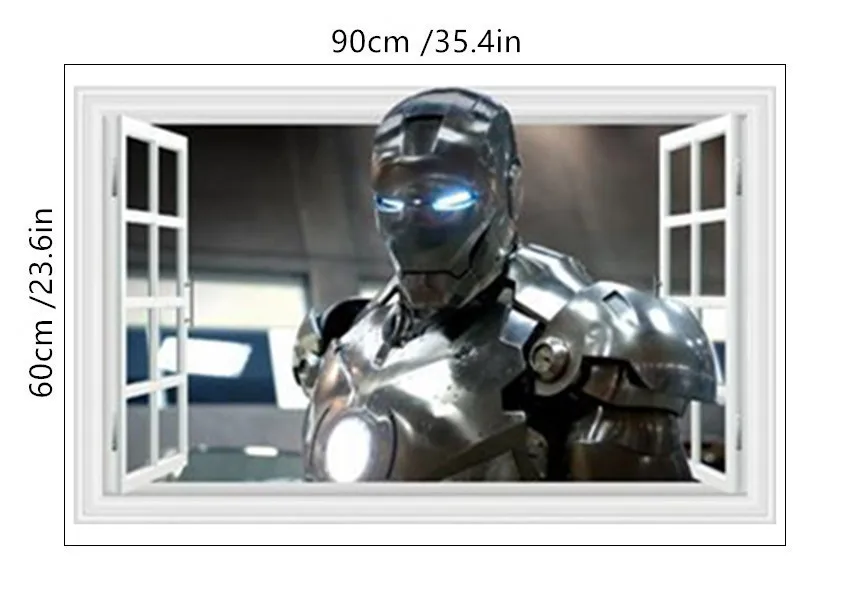 B297 Iron Man Железный человек сломанный 3d стены введите детская комната виниловые наклейки Супер Герой Мстители фильм Фреска украшение дома marvel плакат 60*90 см - Цвет: B297 Iron Man