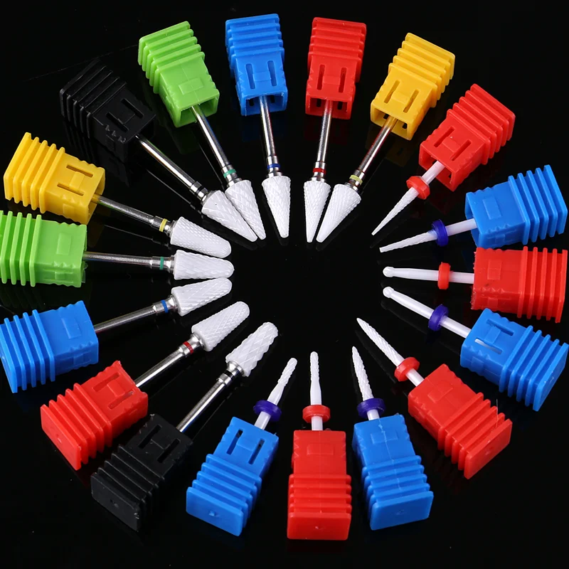 Nail Art Tools Nail Drill Bit Nail Drill Bits Nail Manicure Accessories Ceramic Nail Drill Bit Milling Cutter for Electric Manicure Drill Bits Flame Corn Files for Pedicure Machine Polish Accessory