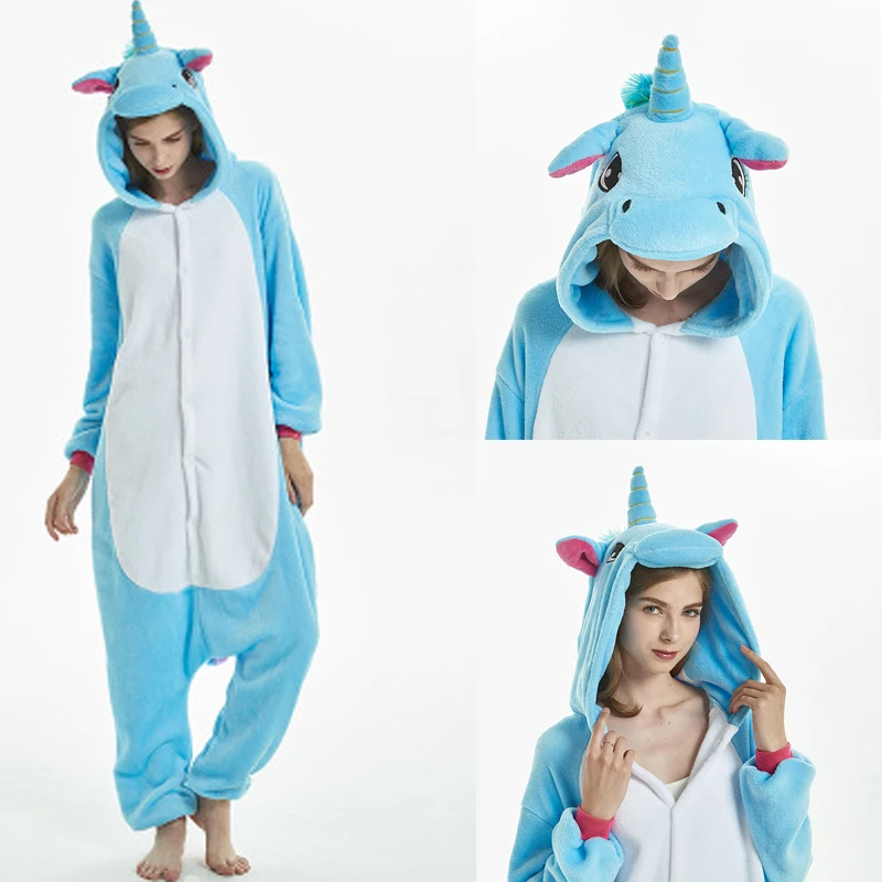 Пижамы с единорогом Kigurumi, зима, для взрослых, Ститч, Лев, тигр, комбинезоны, одежда для сна, комплекты с единорогом, для женщин, мужчин, унисекс, фланелевые комбинезоны