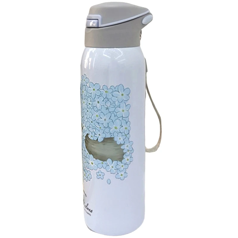 Blue Botique-350Ml с двойными стенками бутылка для воды с соломинкой 304 нержавеющая сталь вакуумная колба кружка Открытый Бутылка Спорт Изолированная чашка - Цвет: Blue