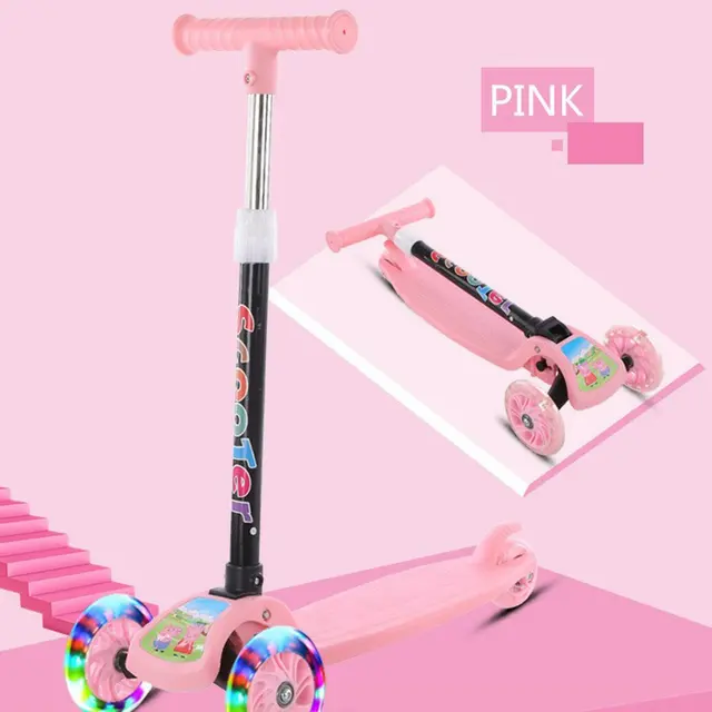 Children's Scooters Luminous Wheel Two Modes Outdoors Scooter For Kids Long Folded Four Rounds 3