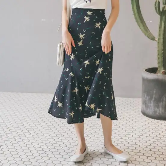 Для женщин s с эластичной резинкой на талии миди шифоновая Летние Плиссированные Цветочный принт плиссированная юбка для Для женщин женские универсальные юбки DV867