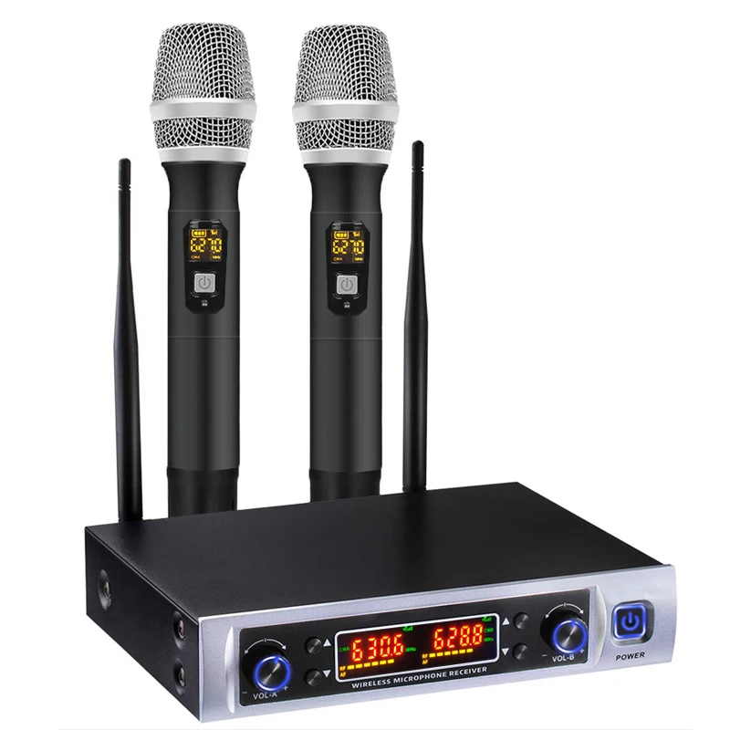 

UHF Wireless Microphone System, Wireless Microphone Long Distance 150-200Ft, over PA, Mixer, Speaker , for House Parties, Karaok