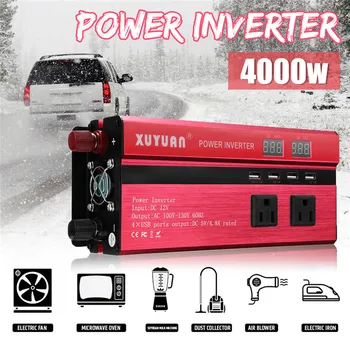 

Inverter DC 12/24V To AC 110/220V 4000W Peak Car Power Inverter Voltage Transformer Converter Charger Solar Inversor LCD Display
