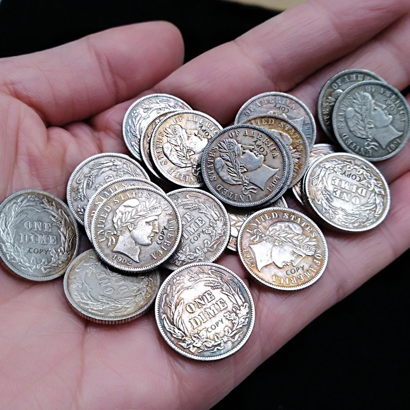 25 шт 18 мм Монеты США копия 1892-1916 Парикмахерская Dime разные годы 2,5 г монеты