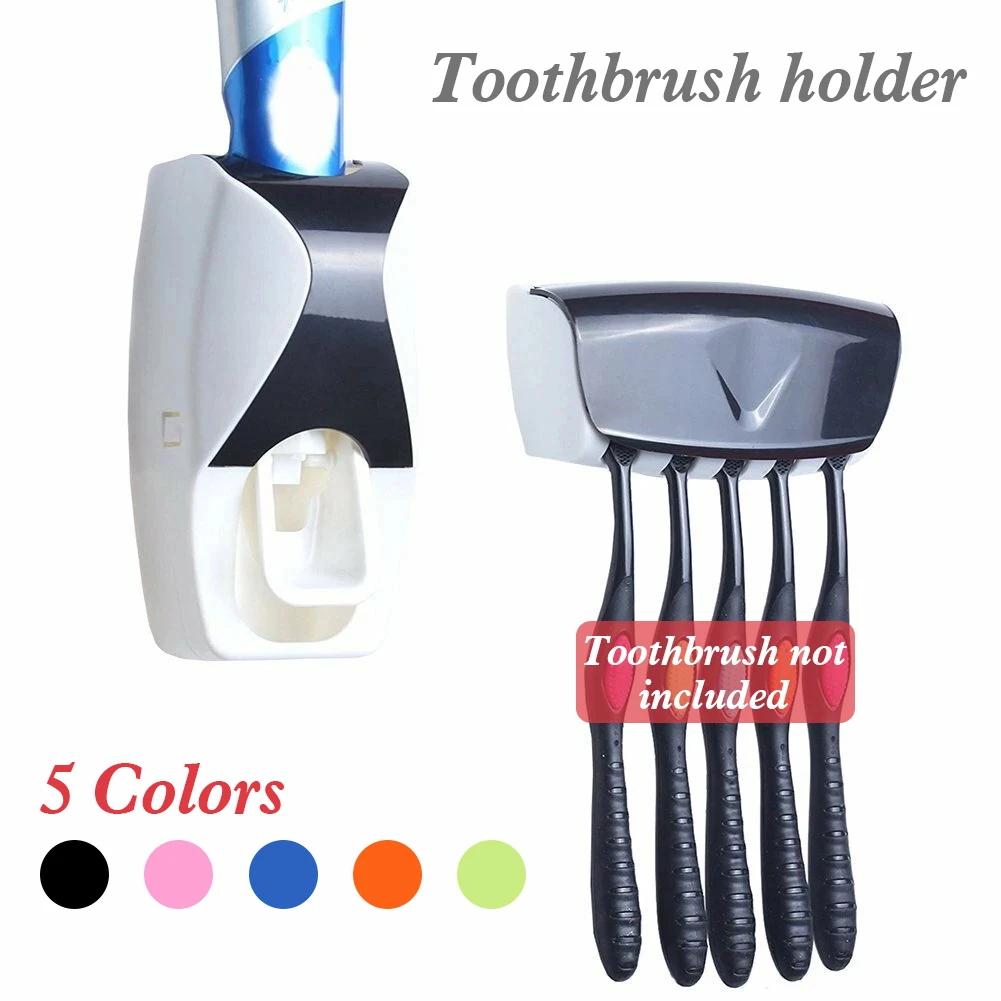 Automatic Toothpaste Dispenser Wall Mount Dust-proof Toothbrush Holder Storage Rack Bathroom Accessories Set Squeezer | Дом и сад