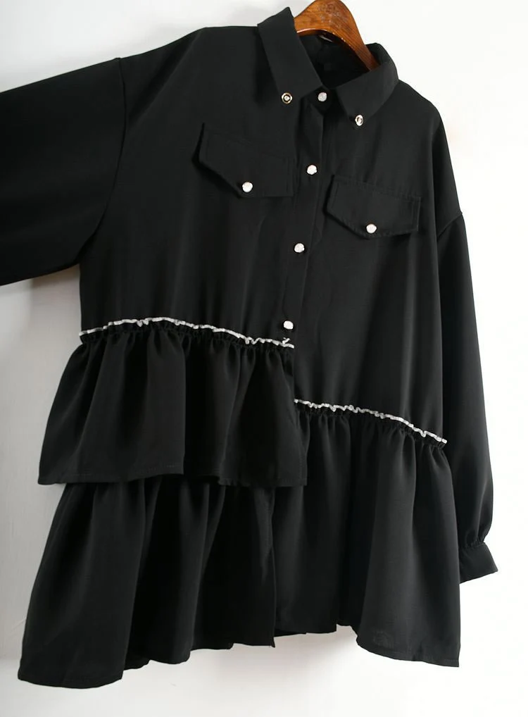XITAO Splice Ruffle Женские топы и блузки плюс размер рубашка корейского стиля модная женская одежда осенний Топ для женщин XJ2257