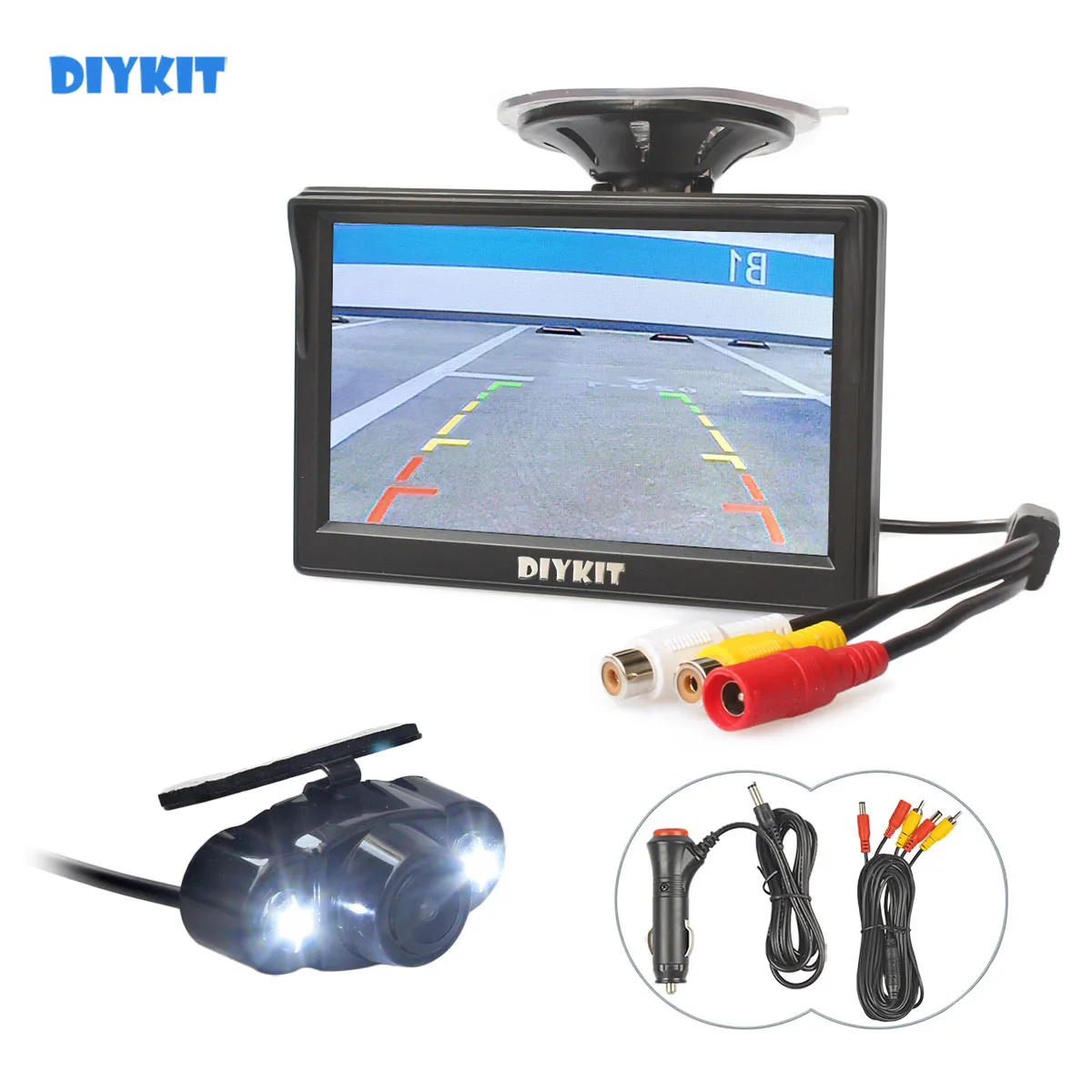 DIYKIT 5 дюймов ЖК-дисплей Автомобильный монитор заднего вида с светодиодный