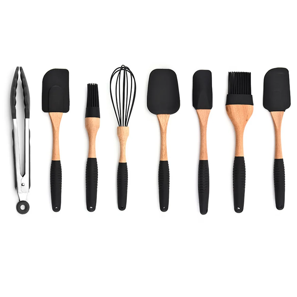 8 pcs Горячая силиконовая Антипригарная посуда для приготовления пищи, набор инструментов, термостойкая ложка, лопатка, венчики для яиц, кухонные аксессуары D6 - Цвет: 8 pcs
