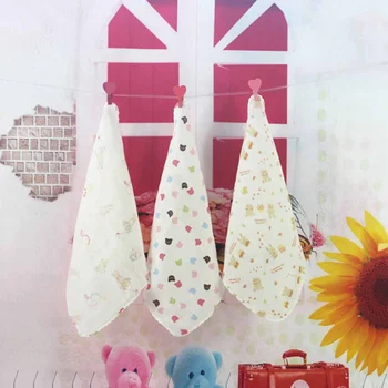 

10Pcs/Lot Cotton Gauze Baby Infant Cartoon Face Hand Bathing Towel Bibs 28*28cm Feeding Square Towels Handkerchief Random Style