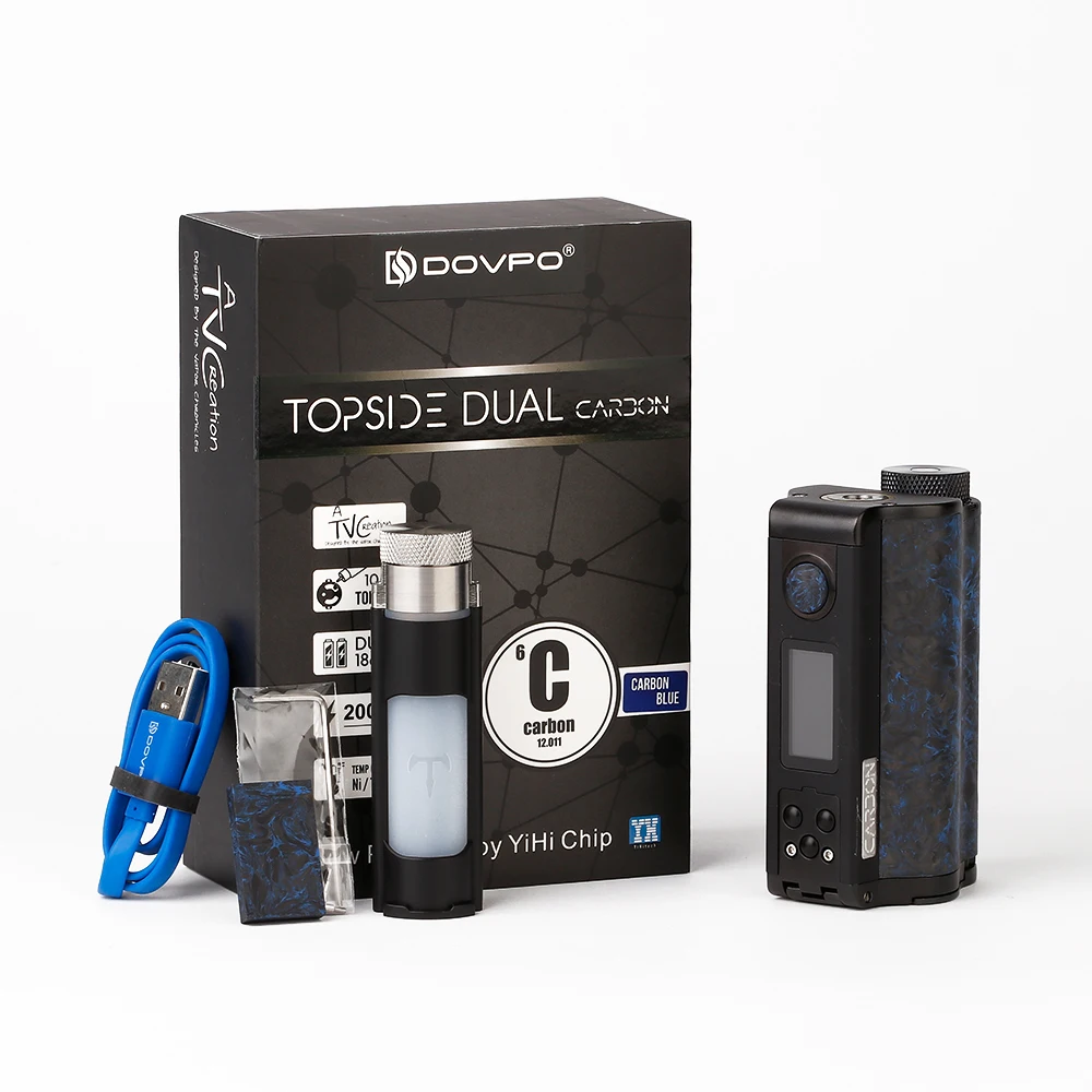 DOVPO Topside Dual Carbon Squonk Mod с чипом YIHI Питание от двух аккумуляторов 18650 максимум 200 Вт Выход DOVPO Topside vs Drag 2