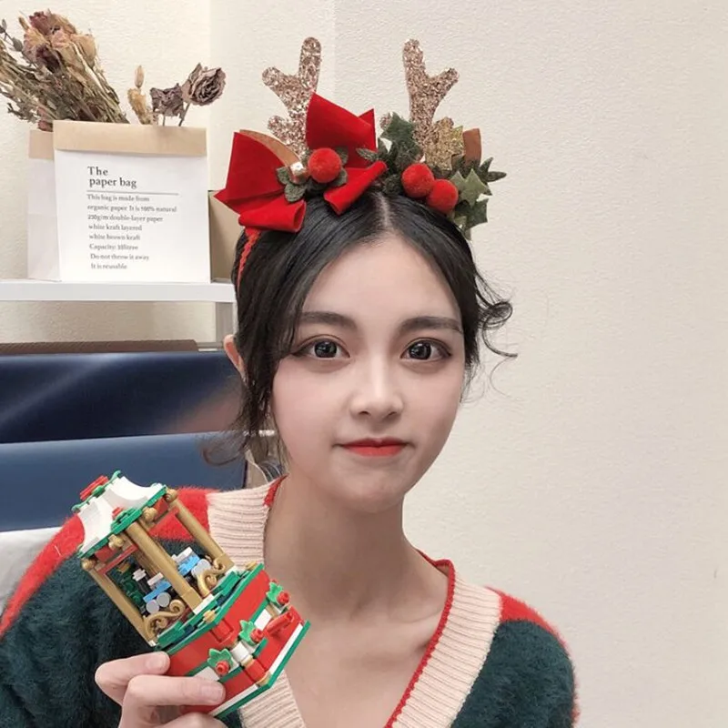Christmas Decoration Headband Girl Christmas Snowflake Antler Hair Band Party anti-skid Hair Pressing Headband