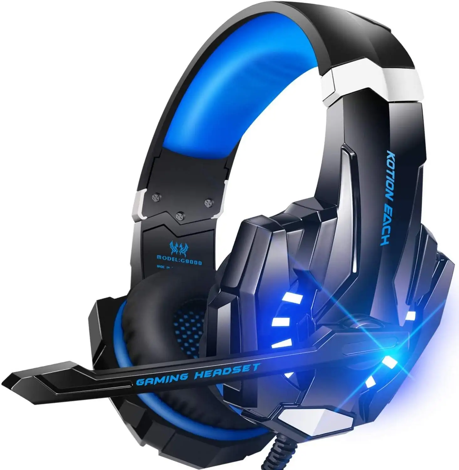 G9000 Stereo Gaming Headset for PS4 PC Xbox Noise Cancelling Over Ear Headphones with Mic LED Light Bass Surround Wire Earphone