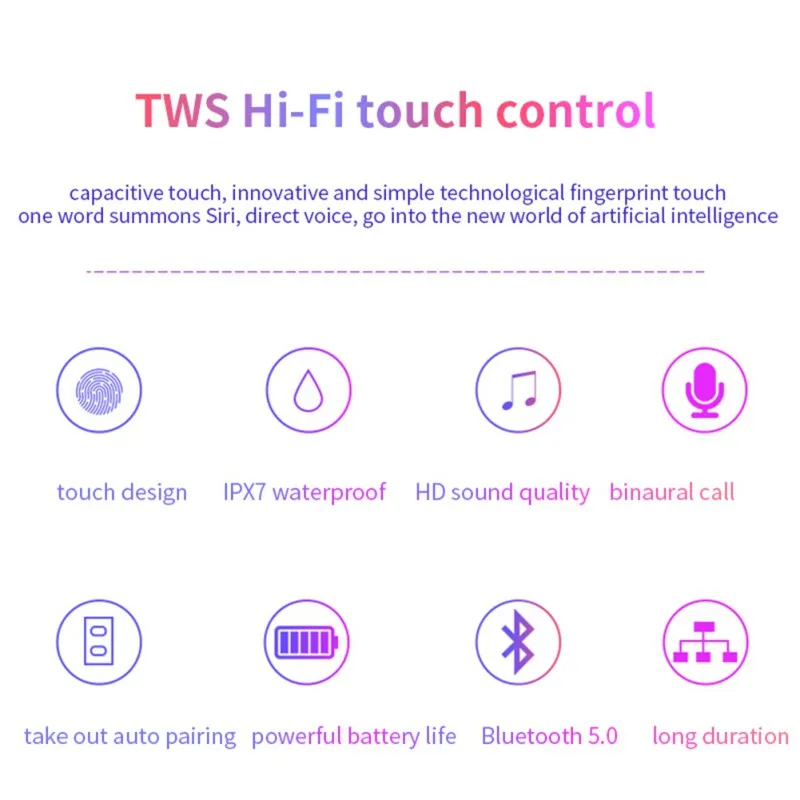TWS беспроводные Bluetooth наушники сенсорное управление цифровой дисплей беспроводные наушники Bluetooth гарнитура с зарядным устройством