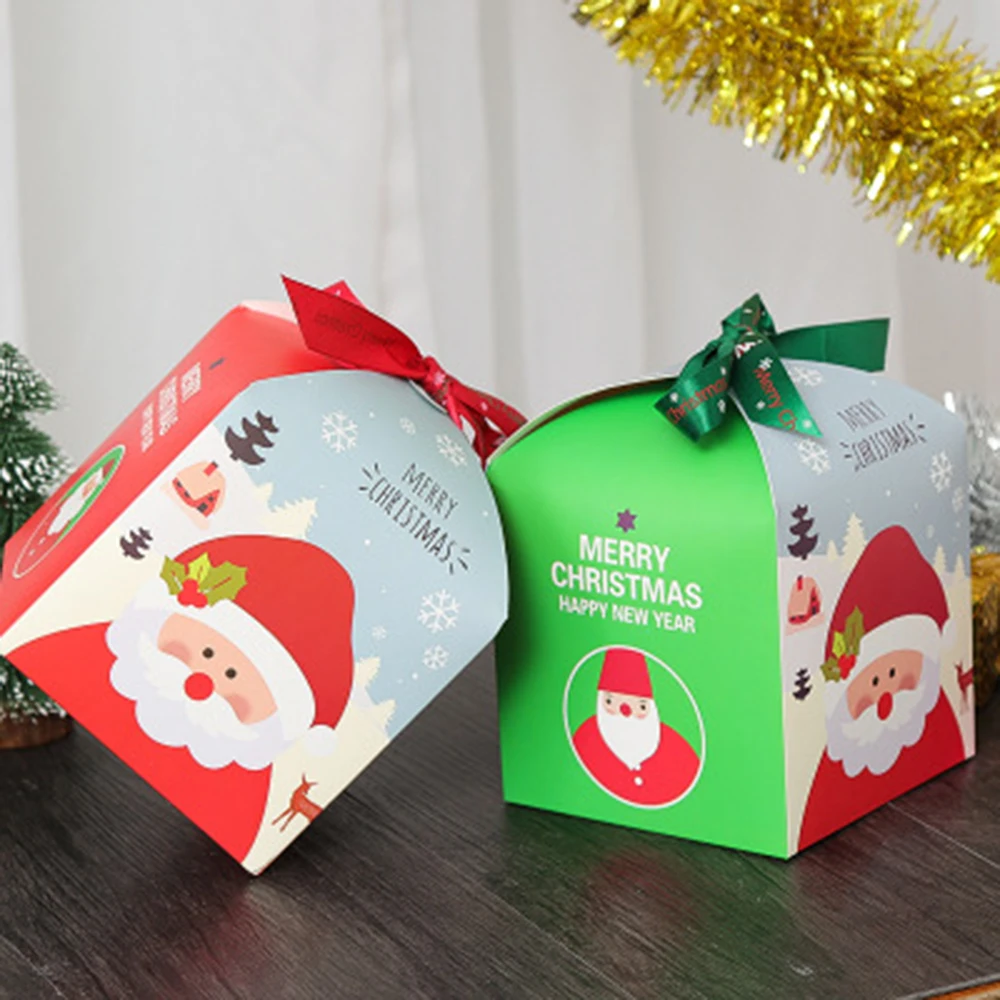 

1PC 12*12*15CM Large Christmas Gift Box Christmas Eve Santa Claus Peace Fruit Box Apple Box Gift Candy Box Chocolate Cookie Box