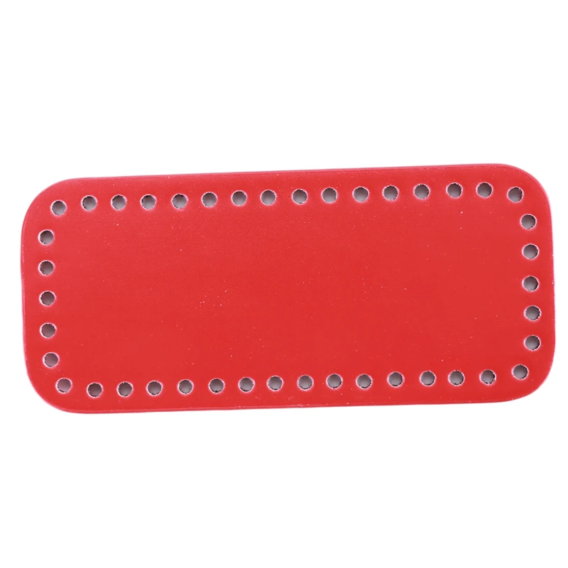 Высококачественная подошва для сплетенные сумки PU лакированная кожаная сумка, аксессуары прямоугольная подошва с отверстиями Diy связанная крючком сумка дно - Цвет: red