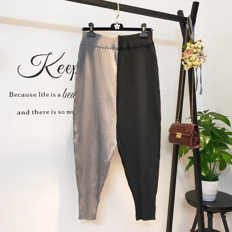 Женские брюки шаровары с эластичной резинкой на талии повседневные теплые