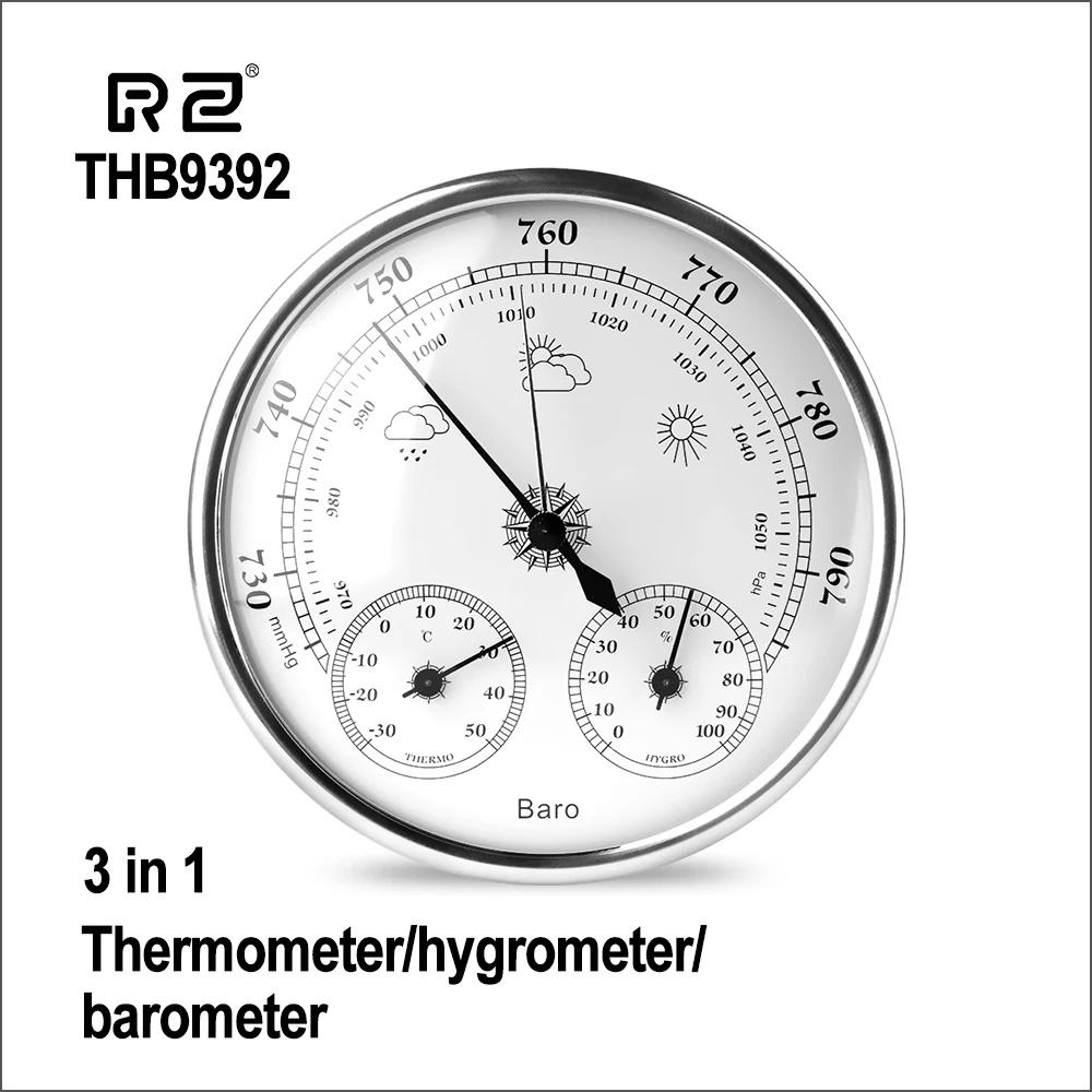 RZ настенный ЖК-дисплей с цифровым термометром и гигрометром декоративные часы для бытовой Высокая точность Давление датчика воздуха Метеорологический инструмент барометр