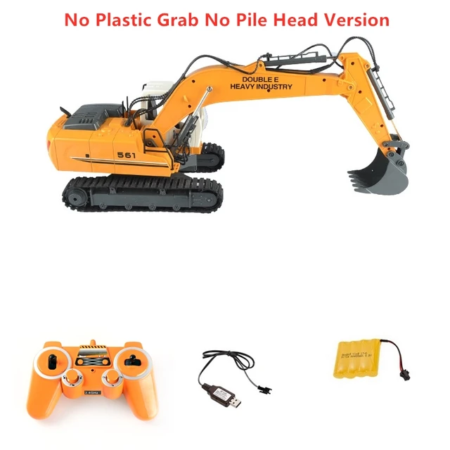 64CM Simulation RC Excavator 660 Degree Rotation Console Telescopic Boom Alloy Bucket DIY Assemble Pile Head And Grab RC Truck