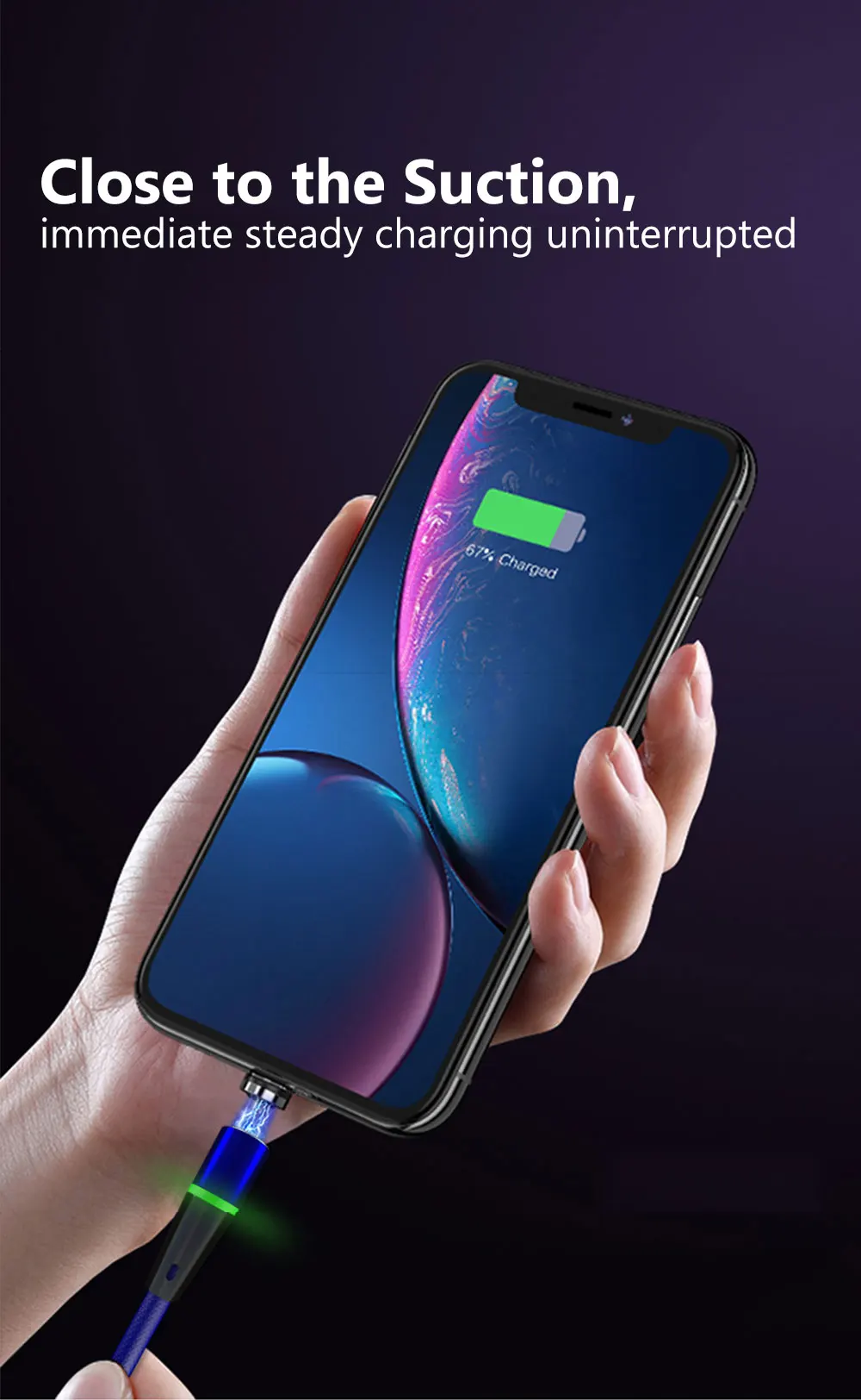Тегеран 2 м Магнитный Micro USB кабель для samsung S9 huawei usb type C Быстрая зарядка для iPhone XS X Max 8Plus магнитные телефонные кабели