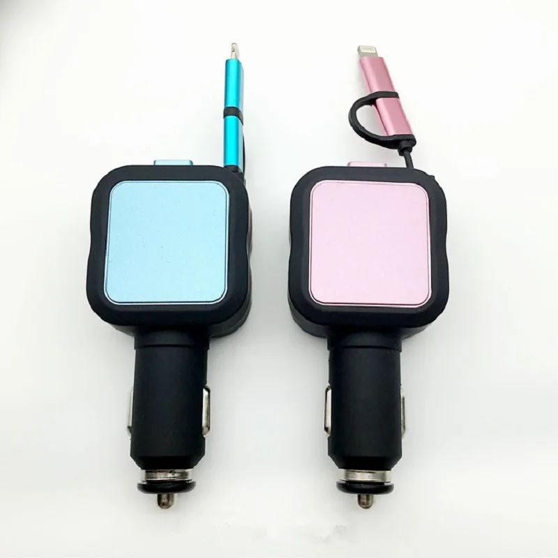 USB Автомобильное зарядное устройство для мобильного телефона планшета gps 4.8A 2в1 телескопическое быстрое зарядное устройство автомобильное зарядное устройство двойной USB автомобильный адаптер зарядного устройства для телефона в