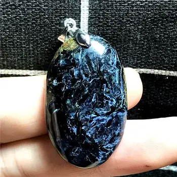 

100% Natural Blue Pietersite Pendant Jewelry For Woman Man Crystal Gift 40x26x12mm Oval Beads Silver Namibia Power Stone AAAAA