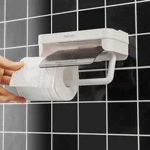 Wall Mount Toilet Paper Holder Rack Holders Self Adhesive Punch Free Kitchen Roll Paper Accessory Bathroom Tissue Accessories