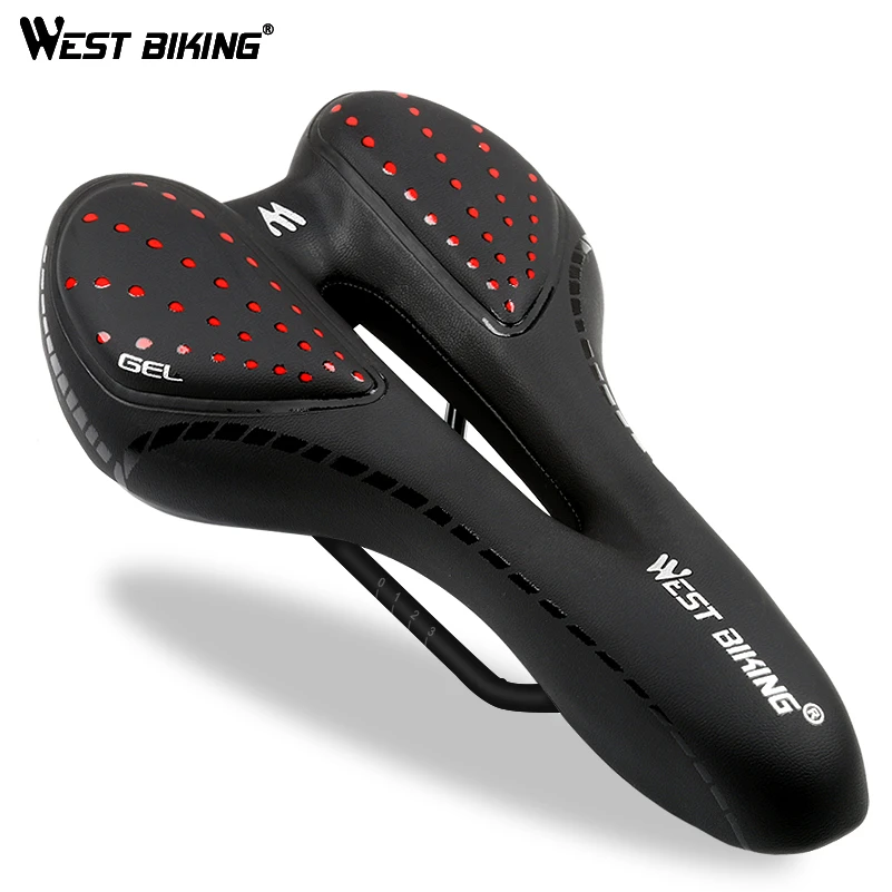 Meilleur WEST vélo selle de vélo respirant PU cuir creux coussin confortable route vtt vélo selle GEL + polyuréthane antichoc