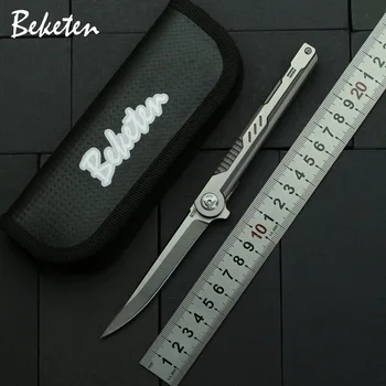 

BEKETEN Shadow Flip Folding Knife M390 Blade Titanium Handle Outdoor Survival Camping Hunting Tactical Pocket Knives EDC Tools