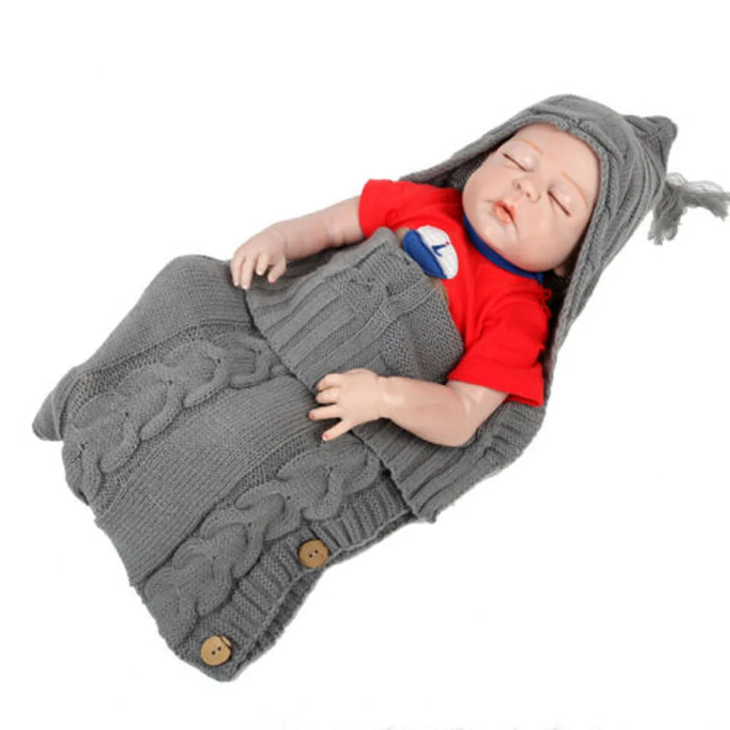 Baby Hooded Swaddle Knit Wrap Warm Blanket Pram Pushchair Stroller Sleeping Bag Baby Footmuff Liner Buggy Pram Car Seat