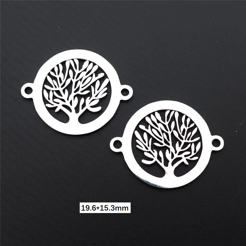 tree 2 Соединители из нержавеющей стали, 2 петли, Рождественская елка, снежинка, лося, подвески, сделай сам, браслет, изготовление ювелирных изделий, 5 шт./лот - Цвет: tree 2