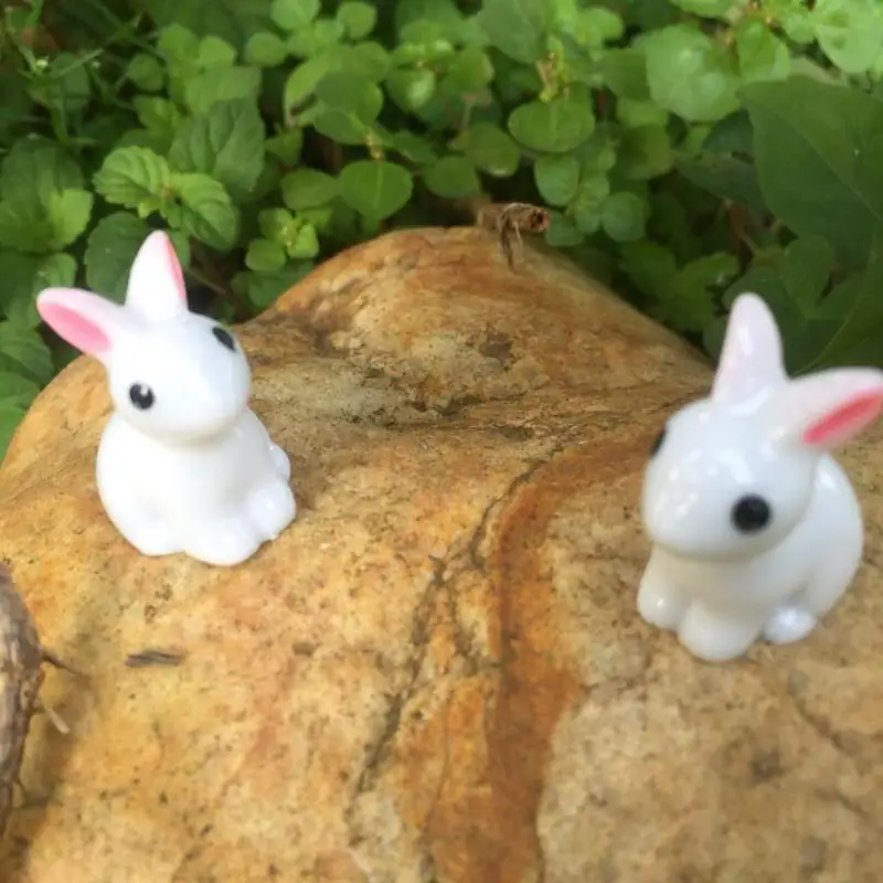 

Mini Rabbit Garden Ornament Cute Miniature Figurine Plant Pot Fairy Synthetic Resin Hand-painted Mini Animal Fairy Garden Decor